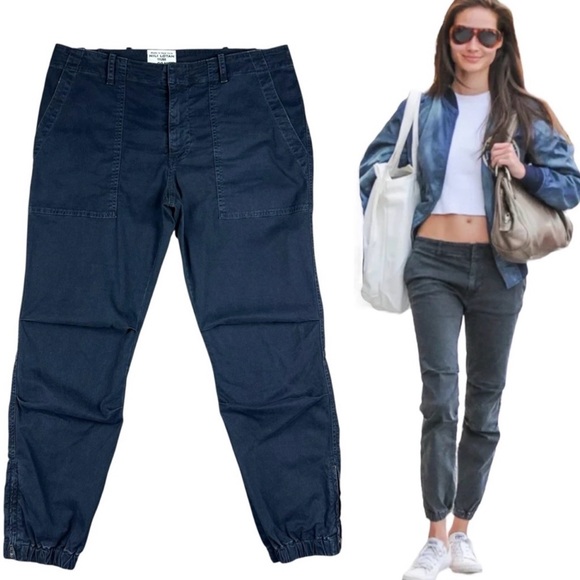 Nili Lotan Mid-Rise Straight Leg Washed Black Joggers with Zipper Ankle Size 2